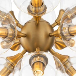 Modern Brass 12-Light Cluster Glass Globe Bubble Chandelier