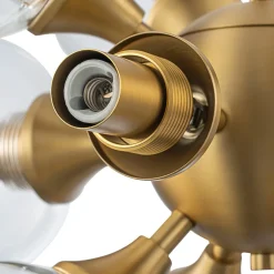 Modern Brass 12-Light Cluster Glass Globe Bubble Chandelier
