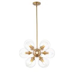 Modern Brass 12-Light Cluster Glass Globe Bubble Chandelier
