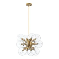 Modern Brass 12-Light Cluster Glass Globe Bubble Chandelier
