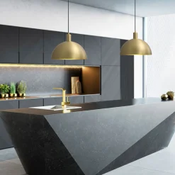 Modern Brass Single Dome Gold Pendant Light