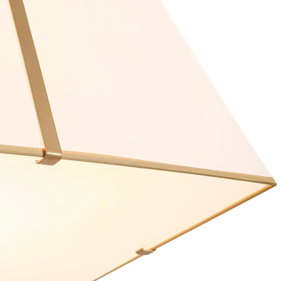 Modern Brass White Fabric Tapered Cage Pendant Light