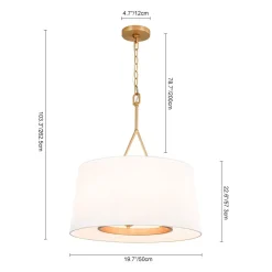 Modern Candle Style Fabric Wide Drum Cage Pendant Light