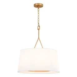 Modern Candle Style Fabric Wide Drum Cage Pendant Light