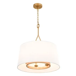 Modern Candle Style Fabric Wide Drum Cage Pendant Light