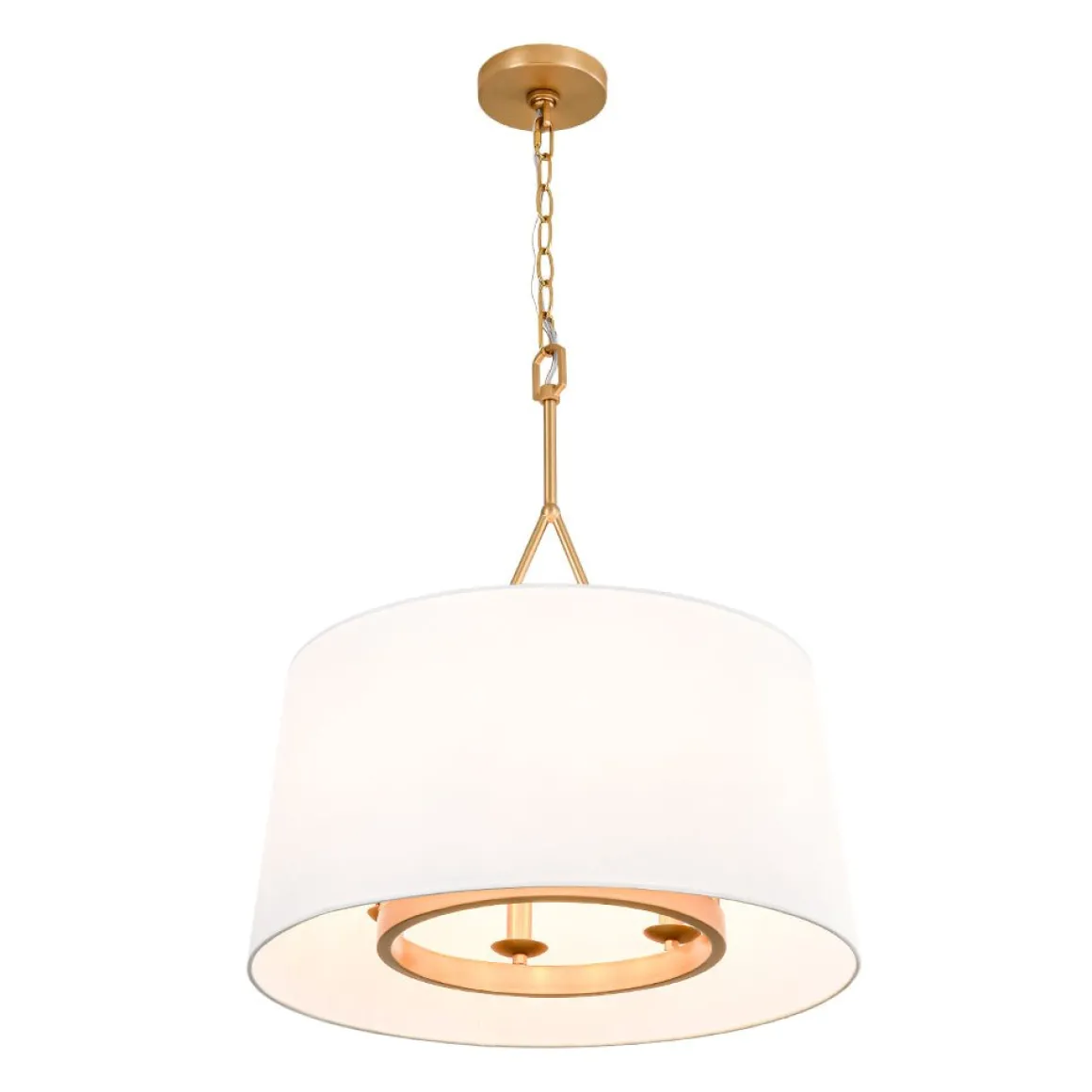Modern Candle Style Fabric Wide Drum Cage Pendant Light