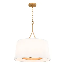 Modern Candle Style Fabric Wide Drum Cage Pendant Light