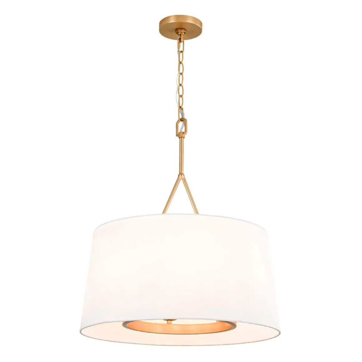 Modern Candle Style Fabric Wide Drum Cage Pendant Light