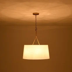 Modern Candle Style Fabric Wide Drum Cage Pendant Light