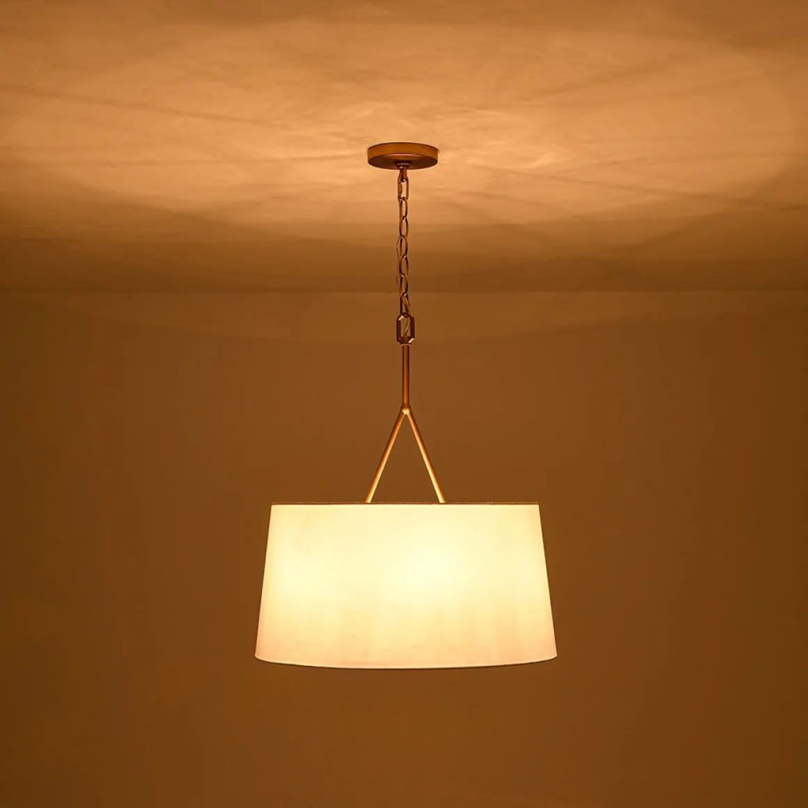 Modern Candle Style Fabric Wide Drum Cage Pendant Light