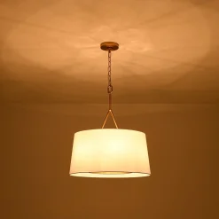 Modern Candle Style Fabric Wide Drum Cage Pendant Light
