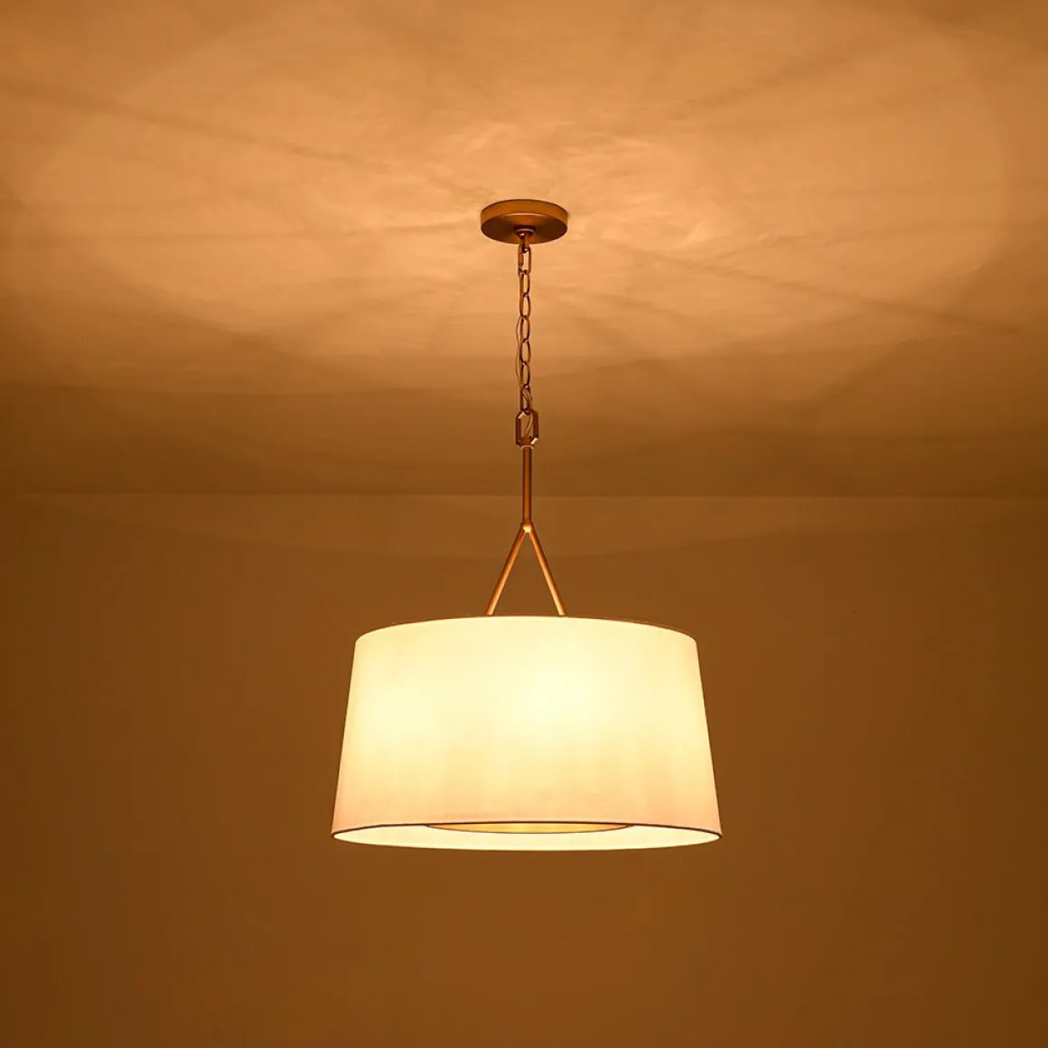 Modern Candle Style Fabric Wide Drum Cage Pendant Light