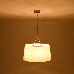 Modern Candle Style Fabric Wide Drum Cage Pendant Light