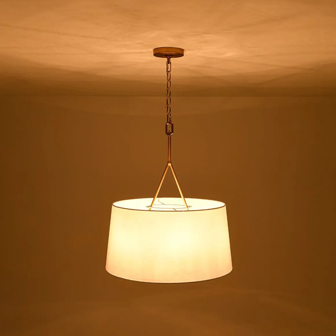 Modern Candle Style Fabric Wide Drum Cage Pendant Light