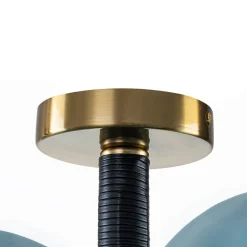 Modern Cluster Blue Glass Bubble Semi Flush Chandelier