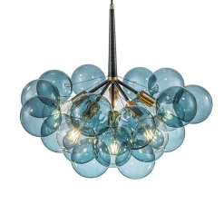 Modern Cluster Blue Glass Globe Bubble Chandelier