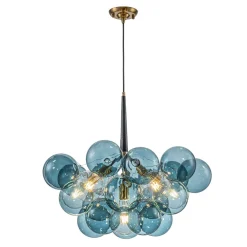 Modern Cluster Blue Glass Globe Bubble Chandelier