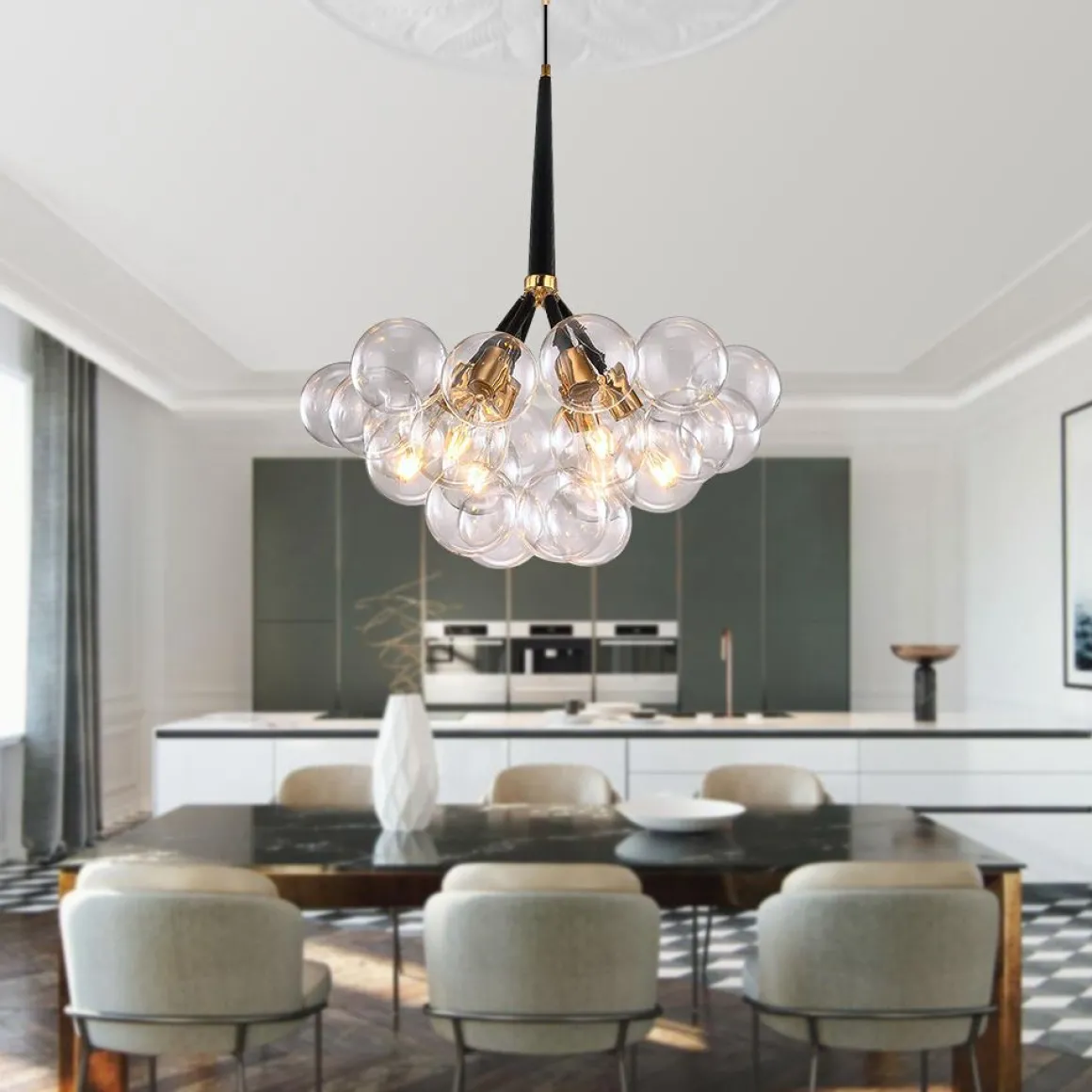 Modern Cluster Glass Bubble Chandelier