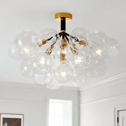 Modern Cluster Glass Bubble Chandelier / Semi Flush