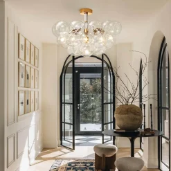 Modern Cluster Glass Bubble Chandelier / Semi Flush