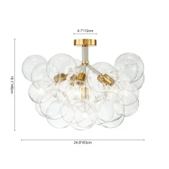Modern Cluster Glass Bubble Chandelier / Semi Flush