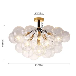Modern Cluster Glass Bubble Chandelier / Semi Flush