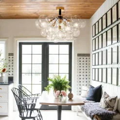 Modern Cluster Glass Bubble Chandelier / Semi Flush