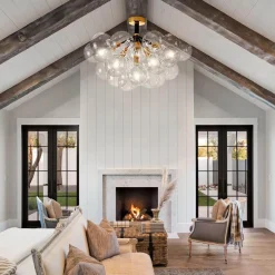 Modern Cluster Glass Bubble Chandelier / Semi Flush