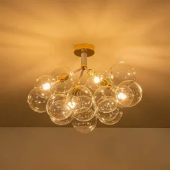 Modern Cluster Glass Bubble Chandelier / Semi Flush