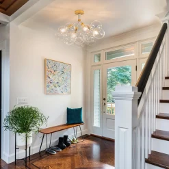 Modern Cluster Glass Bubble Chandelier / Semi Flush