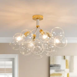Modern Cluster Glass Bubble Chandelier / Semi Flush