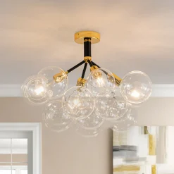 Modern Cluster Glass Bubble Chandelier / Semi Flush