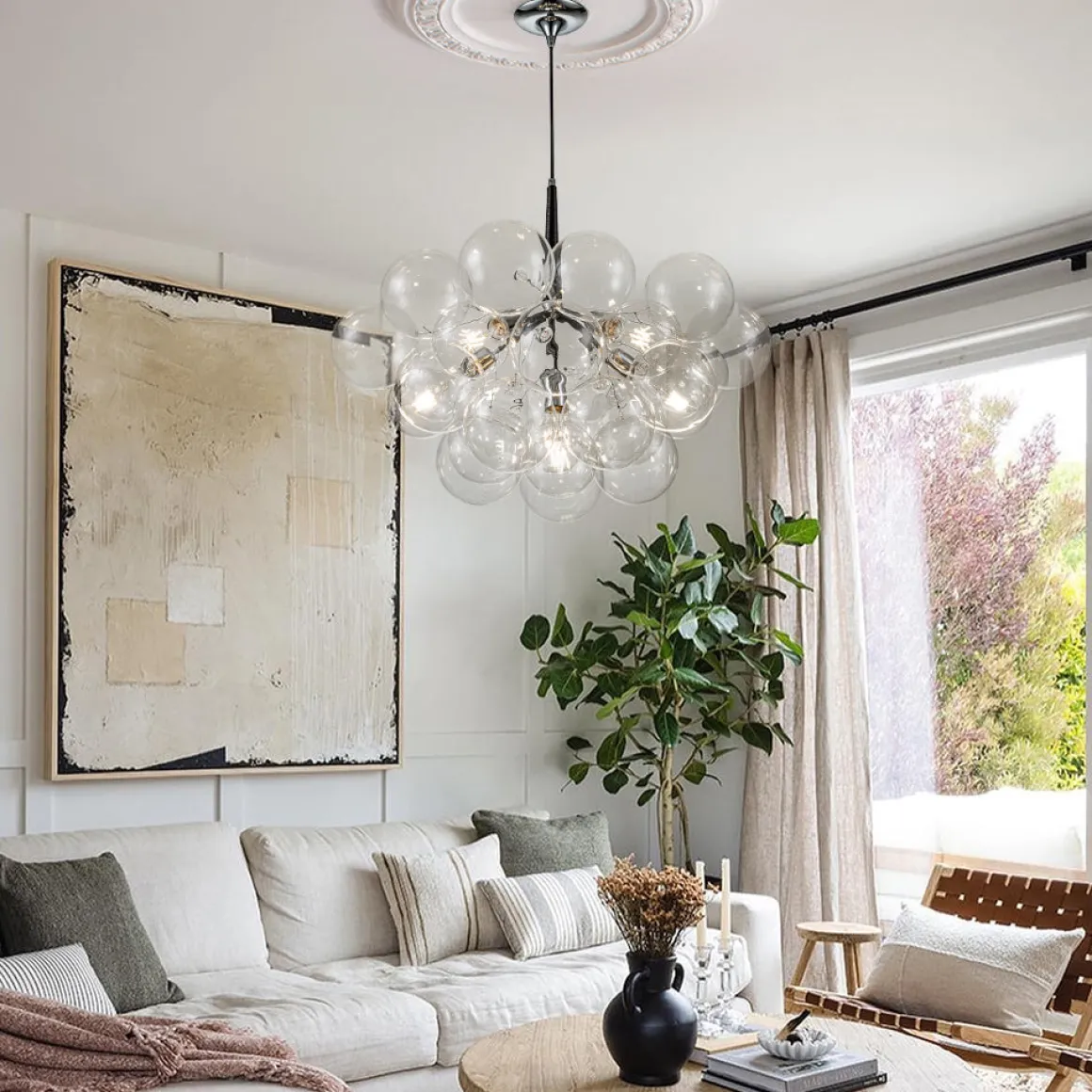 Modern Cluster Glass Globe Bubble Chandelier
