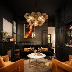 Modern Cluster Gradient Gray Glass Globe Bubble Chandelier
