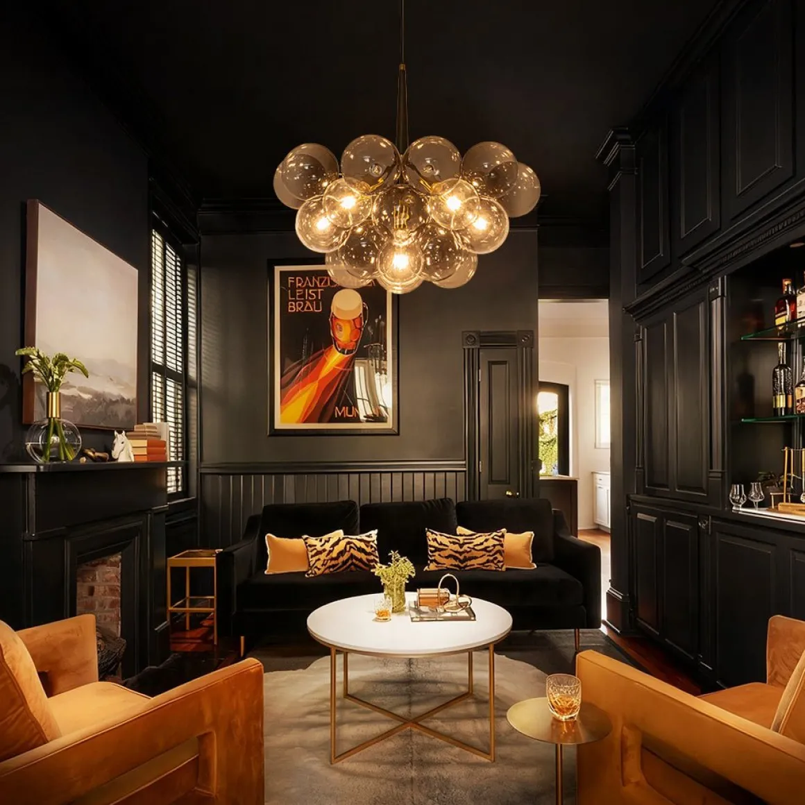Modern Cluster Gradient Gray Glass Globe Bubble Chandelier