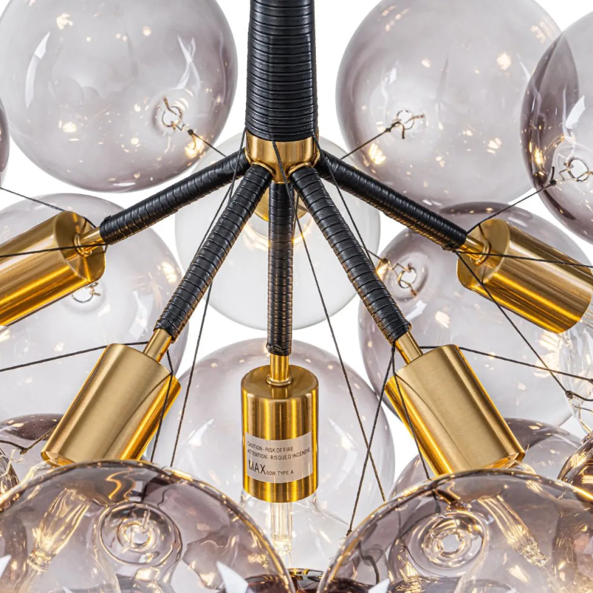 Modern Cluster Gradient Gray Glass Globe Bubble Chandelier