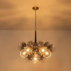 Modern Cluster Gradient Gray Glass Globe Bubble Chandelier