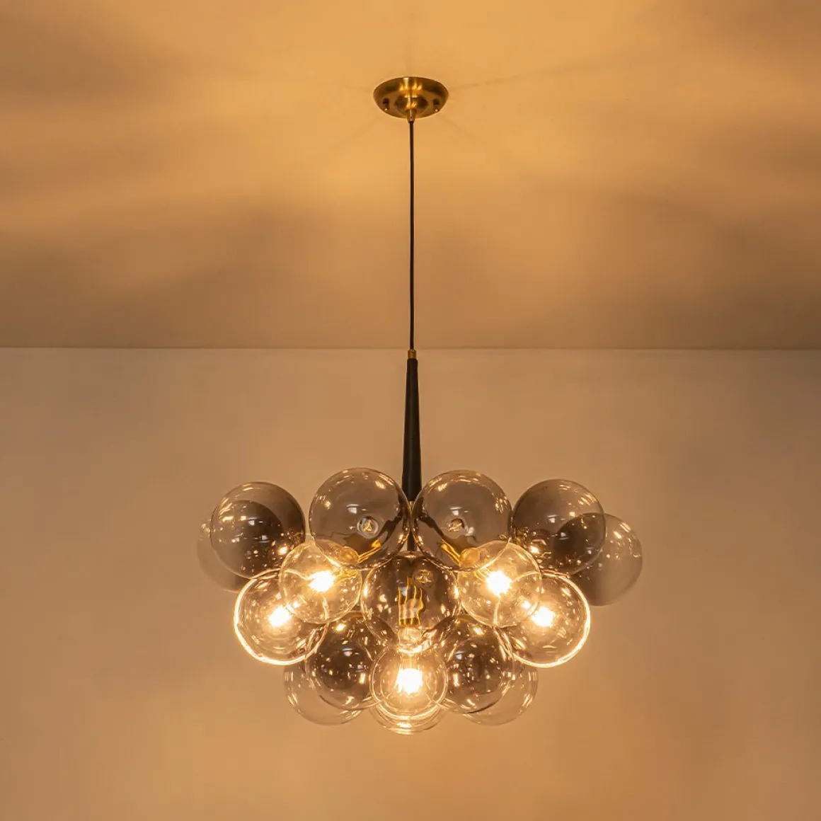 Modern Cluster Gradient Gray Glass Globe Bubble Chandelier
