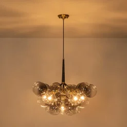 Modern Cluster Gradient Gray Glass Globe Bubble Chandelier
