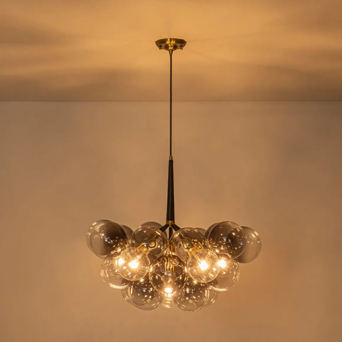 Modern Cluster Gradient Gray Glass Globe Bubble Chandelier