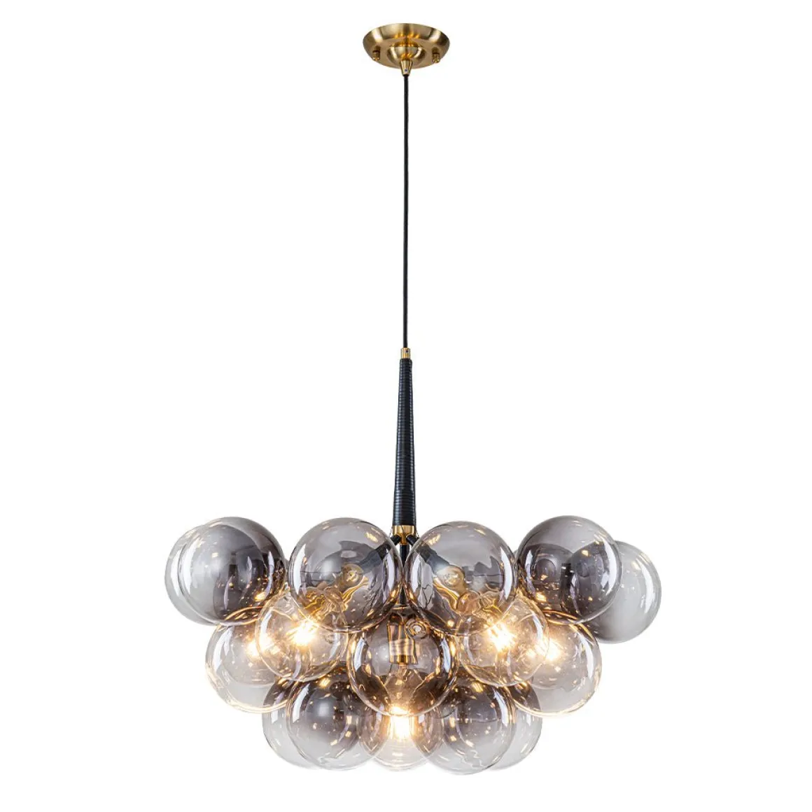 Modern Cluster Gradient Gray Glass Globe Bubble Chandelier