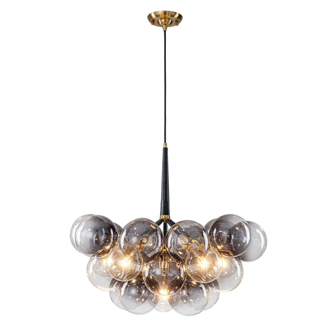 Modern Cluster Gradient Gray Glass Globe Bubble Chandelier