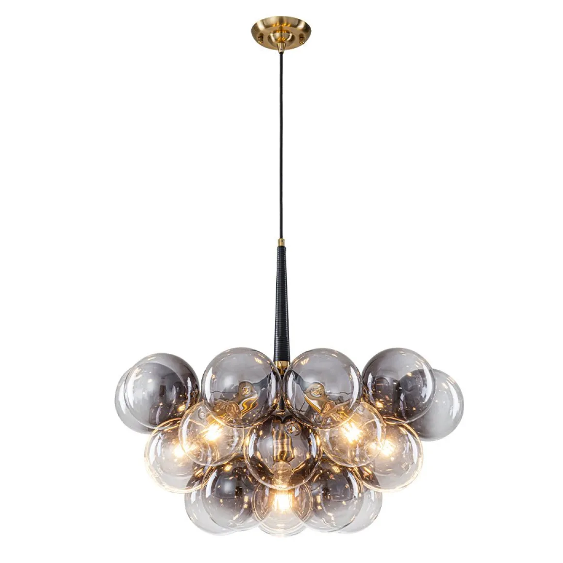 Modern Cluster Gradient Gray Glass Globe Bubble Chandelier