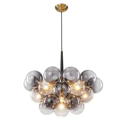 Modern Cluster Gradient Gray Glass Globe Bubble Chandelier