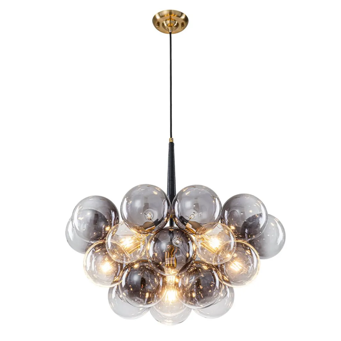 Modern Cluster Gradient Gray Glass Globe Bubble Chandelier