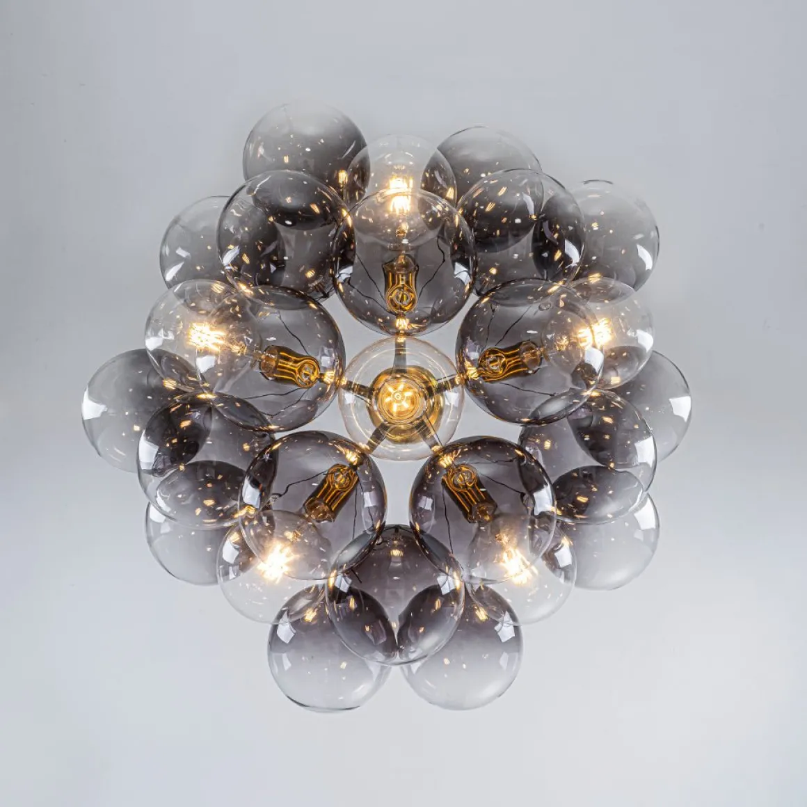 Modern Cluster Gradient Gray Glass Globe Bubble Chandelier