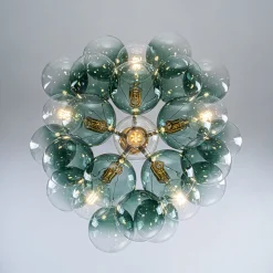 Modern Cluster Gradient Green Glass Globe Bubble Chandelier