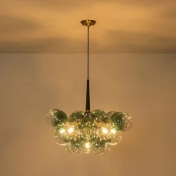 Modern Cluster Gradient Green Glass Globe Bubble Chandelier