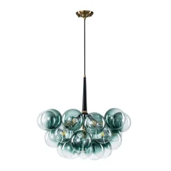 Modern Cluster Gradient Green Glass Globe Bubble Chandelier