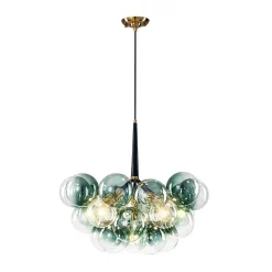 Modern Cluster Gradient Green Glass Globe Bubble Chandelier